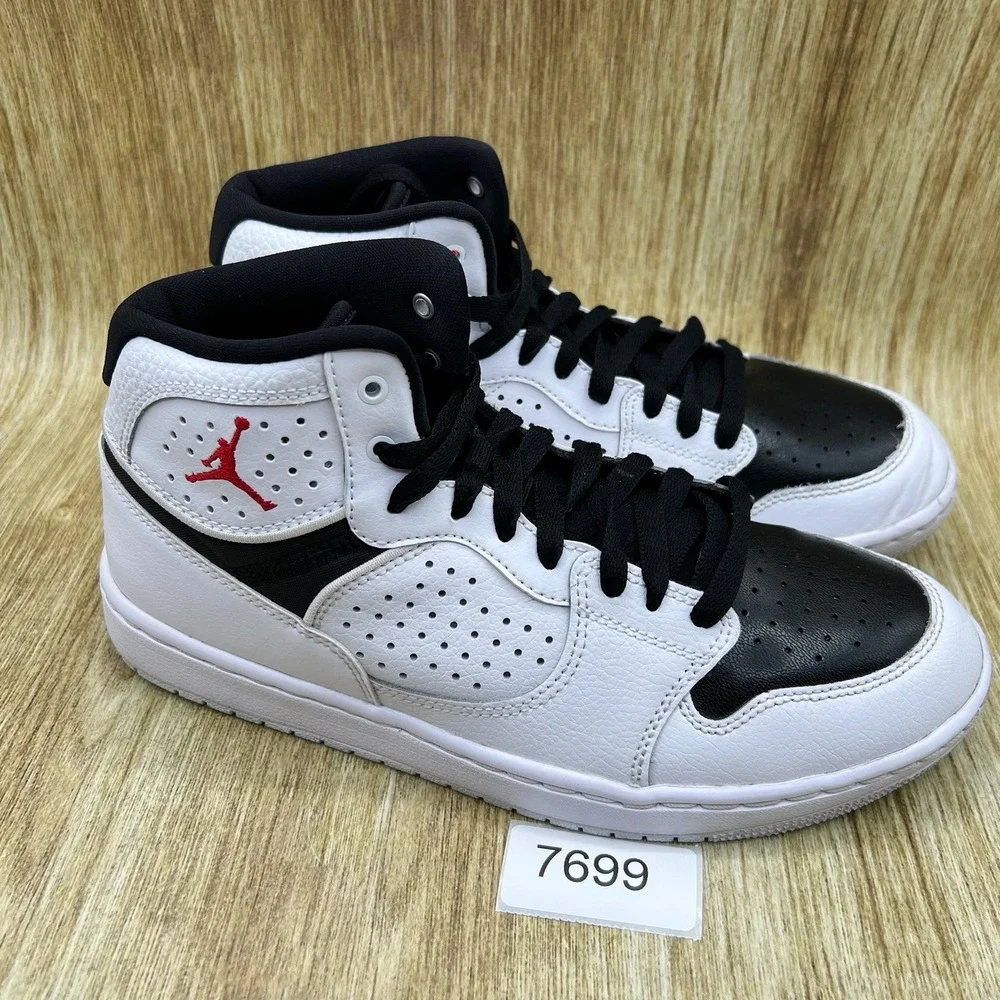 Jordan Access Men's Size‎ 7 White Black University Red AR3762-101 Mid Top Shoes